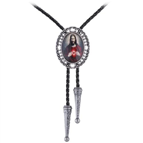 Image of Jeilwiy Bolo Tie for Men Western Cowboy Gothic Bolo Tie Necklace Halloween