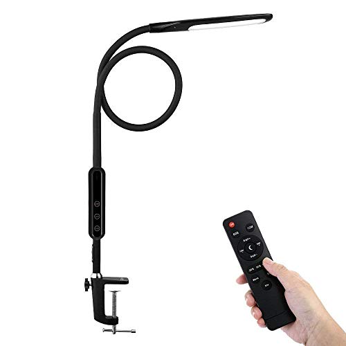 Preisvergleich Produktbild LED Schreibtischlampe Dimmbar, ACCEWIT Tischlampe Klemmleuchten Arbeitslampe mit Fernbedienung und Touch Kontrolle Leselampe Modern Flexible Muti-Fuktionen Augenschutz 360 °