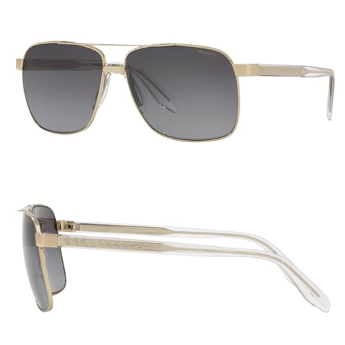 Versace VE2174 59mm Non-Polarized Square Sunglasses for Men – Pale Gold Metal Frame with Crystal Temples, 100% UV Protection, Lightweight & Comfortable Sunglasses, eShades Eyewear Kit Included