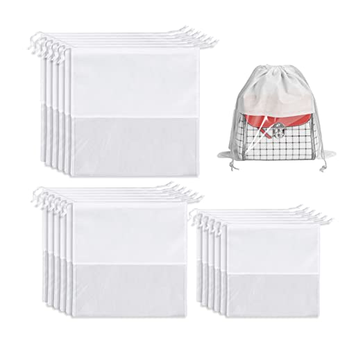 JOJOCY 18Pcs Dust Bags for Handbags 3 Sizes Non-Woven Fabric Dustproof Drawstring Bag Clear Window Dust Cover Storage Bags Handbag Storage Organizer (White)