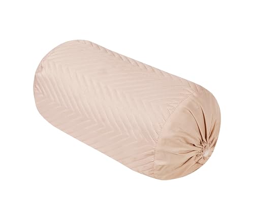 Image of RD TREND Glace Cotton Quilted Bolster Cover Size-16x32 Inches | Soft & Durable Cylindrical Pillow Cover for Bolster Pillow | Perfect for Sofa, Diwan,Couch & Bed Decor (Beige)
