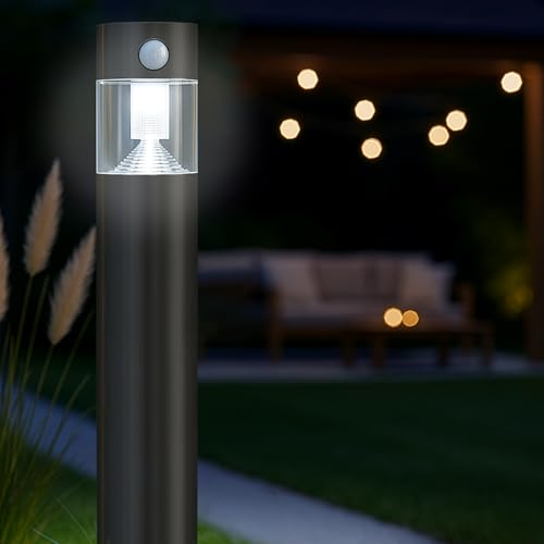 MeLiTec Solar LED Gartenleuchte, Wegeleuchte, mit Bewegungsmelder, SO31-SO32 (Anthrazit, rund)