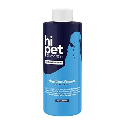 HiPet Cat and Dog Dental Water Additive, Dog Breath Freshener and Teeth Cleaner, Supports Gum Health, No Toothpaste or Toothbrush Required (1) Cover