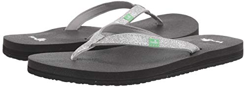 Image of Sanuk womens Yoga Joy Sparkle Flip Flop, Silver Sparkle, 11 US