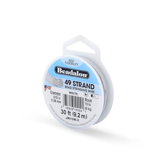 Beadalon 49 Strand Stainless Steel Beading Wire, White - .015in/0.38mm