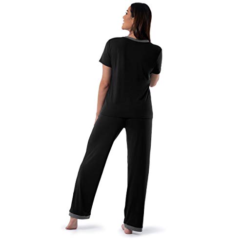 Fruit of the Loom womens Short Sleeve Tee and Pant 2 Piece Sleep Set2