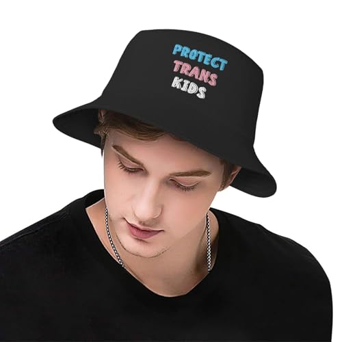 Protect Trans Kids Bucket Hat Sun Beach Fishing Cap Packable Hats for Women Travel Caps for Protection-Q1 Black4