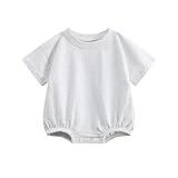 Bafeicao Baby Boy Girl Bubble Romper Organic Cotton Infant Summer Oversized Toddler T-Shirt Bodysuit Short Sleeve