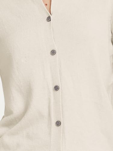 Image of Allegra K Women's Lightweight Button Cardigan Crewneck Long Sleeve Sweaters