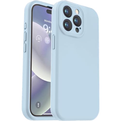 Inktree iPhone 15 Pro Max Back Cover,Upgrade Defender Liquid Silicone, [Full Covered Camera], Shockproof Phone Cover for iPhone 15 Pro Max 6.7 inch - Light Blue