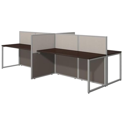 Bush Business Furniture Easy Office 60W 4 Person Cubicle Desk Workstation with 45H Panels in Mocha Cherry