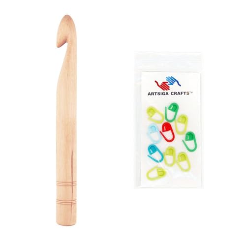 Knitter's Pride Jumbo Knitting Needles Crochet Hooks 6 inch (15.5cm) Size US US T/X/U (25.00mm) 600618 with 10 Colorful Stitch Markers