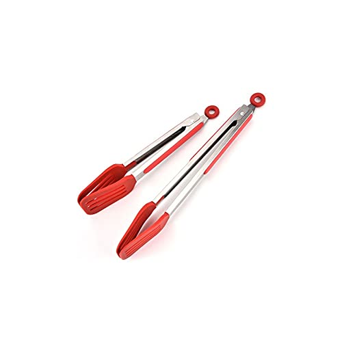 Pinces de Cuisine, Pinces de Cuisine en Acier Inoxydable avec Embouts en Silicone, y Compris Une Pince à spatule pour Le Service de grillades de Salade de Barbecue (2PCS)