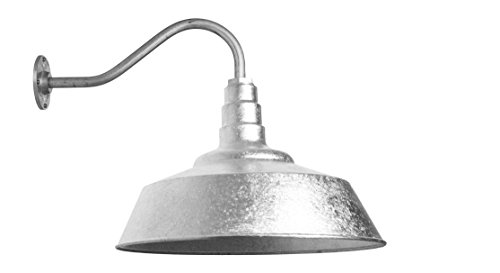Steel Lighting Co. The Redondo Gooseneck Barn Light, Galvanized, 20” Dome - Farmhouse Light Fixture