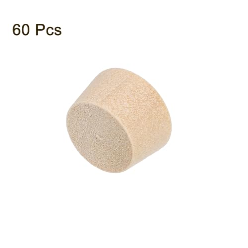 Image of uxcell 60Pcs Wood Button Plugs, 11.5mm /0.45 inch Flat Head Hardwood Screw Hole Plug Wooden Caps Buttons Wood Plug for Furniture Woodworking Craft Decor (13mm x 11.5mm)