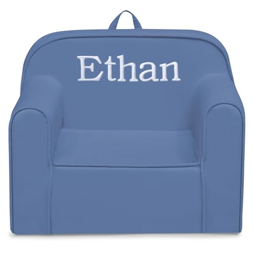 Image of Delta Children Personalized Cozee Chair - Customize with Name - Foam Kids Chair for Ages 18 Months and Up, Indigo