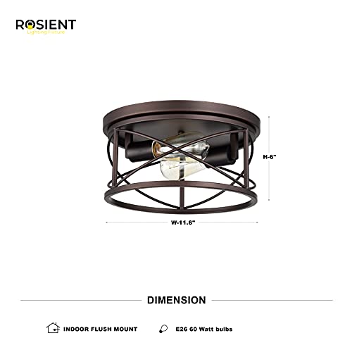 Rosient Industrial Flush Mount Lights, Farmhouse Close To Ceiling Flush Mount Lighting, 2-Light Flush Mount Ceiling Lighting Fixture  thumb #2