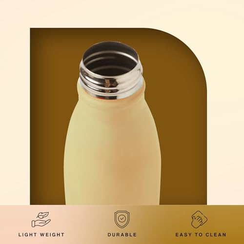 Image of United Colors of Benetton 750 ML Stainless Steel Water Bottle, Single Wall, Lightweight, Durable, Leak-Proof Cap, BPA-Free, Rust Resistant, Easy to Clean, Travel /Gym /Office /School Use