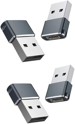 USB-A Adapter To C (4Pack) — Female to Male Converter, High-Speed Data Transfer & Charging Adapter, Compact, Durable, Plug & Play for Laptops, PCs, Chargers, Power Banks & More (4)