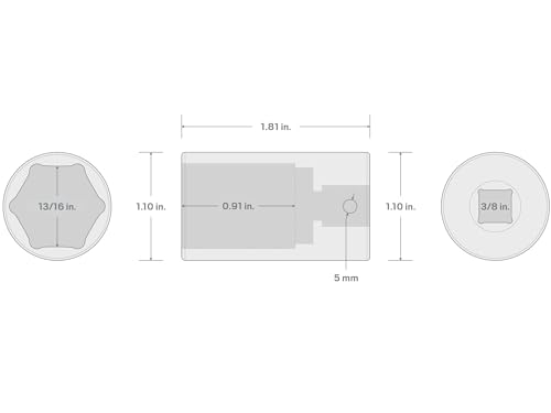 Image of TEKTON 3 /8 Inch Drive x 13 /16 Inch Semi-Deep 6-Point Impact Socket | SID14021