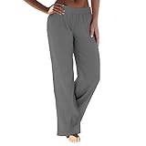 Damen Daily Home Outdoor-Hose mit elastischem Bund Seitentaschen, Freizeithose Skitouren Hose Damen (Grey, M)