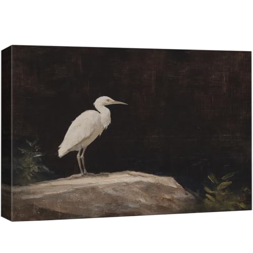 wall26 Canvas Print Wall Art White Egret Bird for Living Room