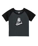 [エックスガール] フェイスエンブロイダードパッチラグランショートスリーブベイビーティー FACE EMBROIDERED PATCH RAGLAN S/S BABY TEE 105261011009 CHARCOAL M