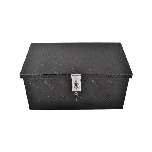 BIGREAT 20\'\'Inch Aluminum Truck Tool Box Truck Bed Toolbox Truck Trailer Chest Box Trailer Underbody Storage Organizer Waterproof Square Storage Organizer w/Lock & Keys Black(â€Ž20\" Lx12 Wx9.5 H)