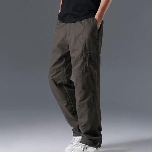Cargo Pants for Men Functional Straight Leg Outdoor Pants Solid Color Breathable Work Long Trousers Pockets2