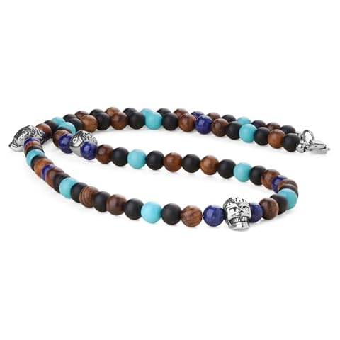 COAI Skull Charm Wood Bead Necklace for Men Cover