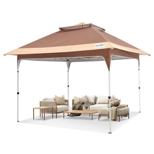 Quictent 12'x12' Pop up Gazebo Canopy Tent, One Person Set up Portable Instant Folding Shelter, Outdoor Canopy Tent with Extra Shade for Backyard, Patio, Party - Khaki