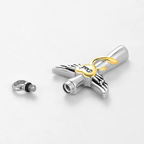 Guardian Angel Wing Cremation Urn Necklace for Human Pets Ashes Cross Keepsake Memroial Jewelry Gift Women Men4