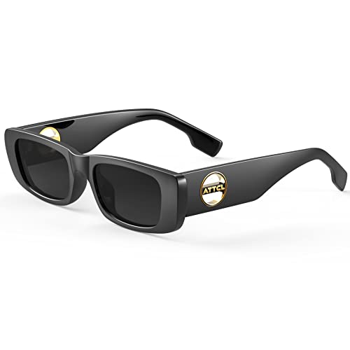 Attcl Gafas De Sol Polarizadas Para Mujer Con Marco Rectangular Y Protección Uv, Negro Gris No Espejo, Medium Attcl Gafas De Sol Polarizadas Para Mujer Con Marco Rectangular Y Protección Uv, Negro Gris No Espejo, Medium