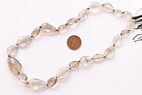 Perles quartz rutile noir LKBEADS en fil de 33cm et forme de poire lisse pour bijoux DIY
