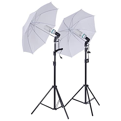 Tableclothsfactory 1200 Watts White Umbrella Soft Box Continuous Lighting Photo Video Studio Kit With Chromakey Background Muslins #TOP2