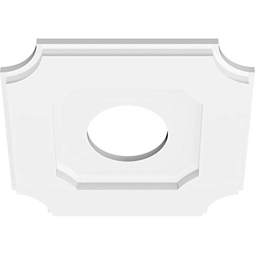 Image of Ekena Millwork CMP12LE-04000 Locke Architectural Grade PVC Contemporary Urethane Ceiling Medallions 12 inchOD x 4 inchID x 7 inchC x 1 inchP