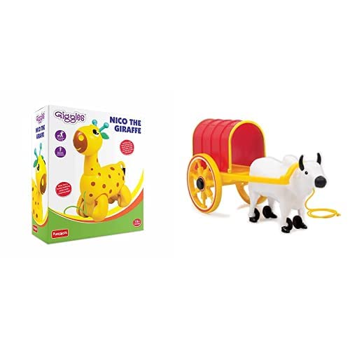 Image of Giggles - Nico The Giraffe, Pull Along Toy, 18 Months & Above, Infant and Preschool Toys&Giggles - Bullock Cart, 2 in Pull Along Toy, s, 12 Months & Above, Infant and Preschool Toys(Multicolour)