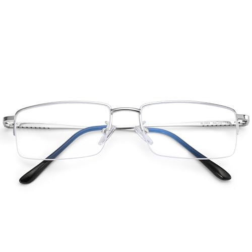 Image of Dollger Rectangle Blue Light Glasses for Men Metal Anti Bluelight Blocking Glasses for Computer Fashion Eyeglasses Small Half