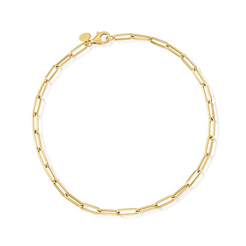 RS Pure by Ross-Simons Italian 14kt Yellow Gold Paper Clip Link Anklet. 9 inches