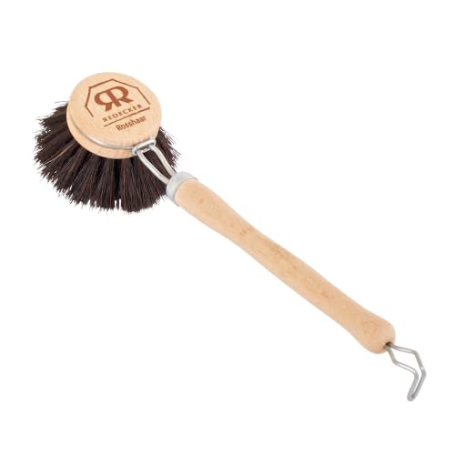 Image of Redecker Dish Brush, Horsehair Bristles, 1-1 /2 Inch Round, Single - Wooden Dish Brush for Glassware & Delicate Cleaning, Made in Germany