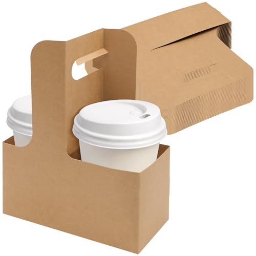 25 Pcs Drink Carrier,Paper Coffee Cup Carrier with Handle(2 Cups or 4 Cups)