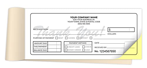 Custom 2.83\" x 7\" Carbonless NCR Books in 2-Part Duplicate Invoices, Receipts, Work Orders, Sales Orders, Purchase Orders, Estimates, Quote Forms with Your Company/Business Name (300 Sets)