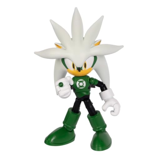 Figurine DC x Sonic Silver (Green Lantern) de 13 cm, sous Licence Officielle Jakks Pacific. Design détaillé et très articulé. Emballage Collector.