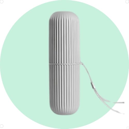 Estojo Porta Escova de Dentes e Creme Dental Multiuso em Plástico Moderno e Compacto Ideal para Viagem Escola e Trabalho Com Alça Prática (Cinza)