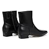 Athlefit Women's Black Low Heel Ankle Boots Fashio... #4