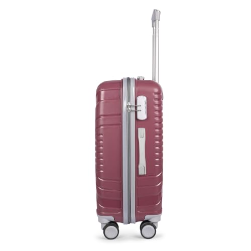Image of Medium Check-in Suitcase in Maroon, Polypropylene Hard Shell Luggage, 64 cm, 360 Degree 8-Wheel Spinner with Number Lock