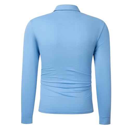 Polo para Hombre de Golf, Manga Larga, Porta Gafas, Dobladillo Abierto, Ajuste Clásico con 3 Botones miniatura 3