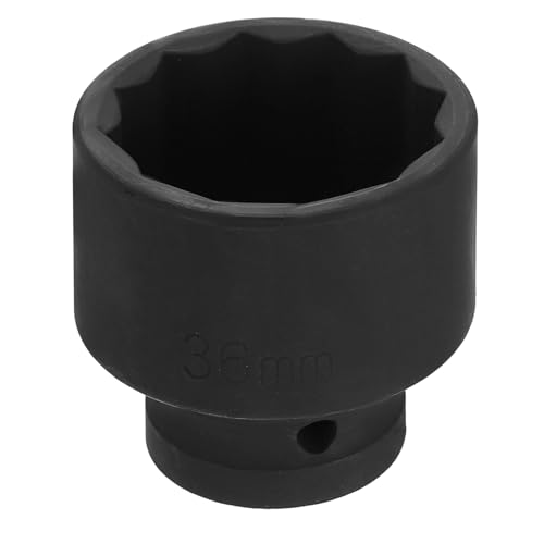 Image of HARFINGTON 1 /2 inch Drive x 36mm Shallow Impact Socket 12-Point Metric CR-V Steel Spindle Nut Impact Flip Sleeve for Home Auto Nuts Bolts Repair