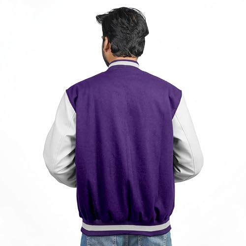 Image of Men's Fashion Varsity Jacket Causal Slim Fit Wool Letterman Baseball Bomber Jackets