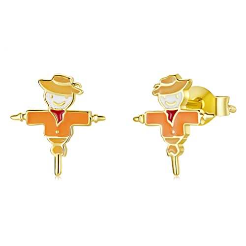 Boucles d'oreilles champignon argent sterling femme, bijou d'automne feuille orange et ginkgo